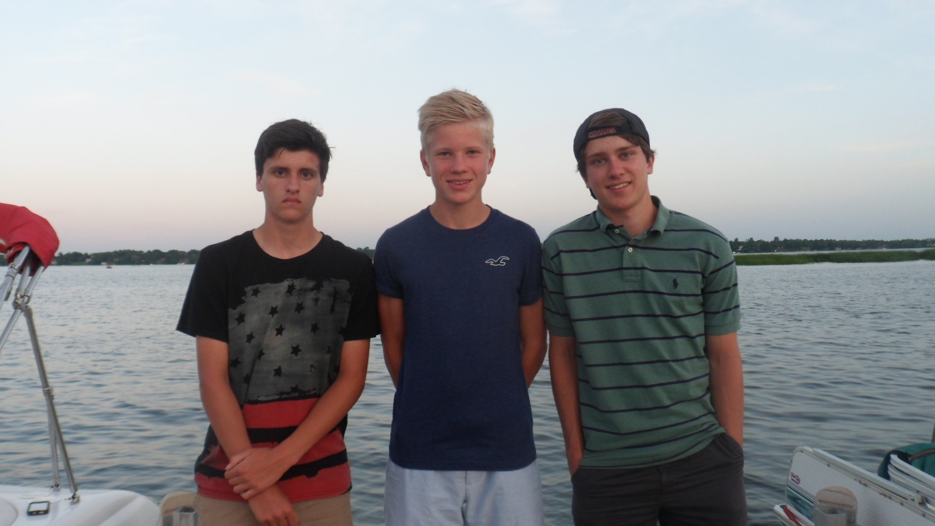 Nathan, Sindre, and Christopher on a lake